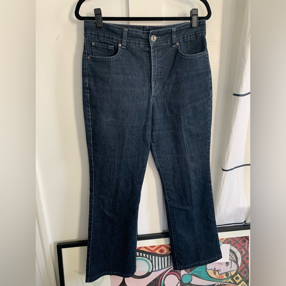 Nine West Dark Rinse Wash Blue Denim Jeans Women’s Size 10 High Rise Flair
